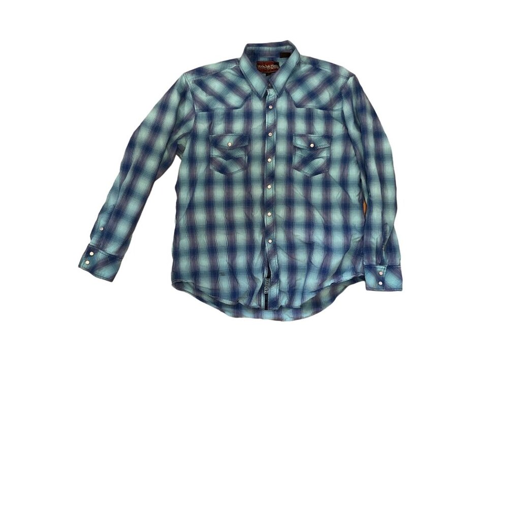 Rock & Roll Cowboy Plaid Button-Down Pearl Snap Shirt